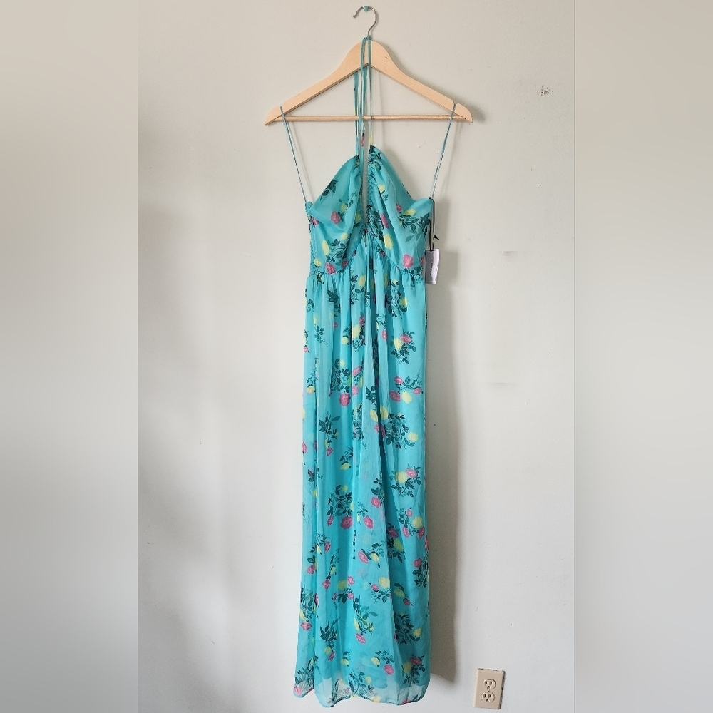 1. State Halter Floral Dress in Aqua Sz M - Picture 3 of 7